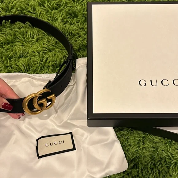 GUCCI Gold Wide Leather Belt - Picture 3 of 3